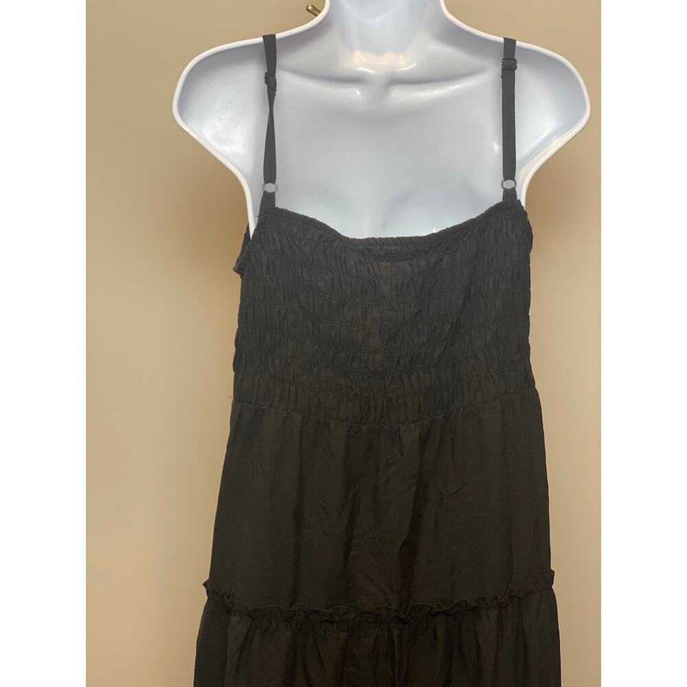Zenana NWT L Black Maxi Dress Adjustable Straps Stretchy Ruffle Hem Lightweight - Picture 4 of 8